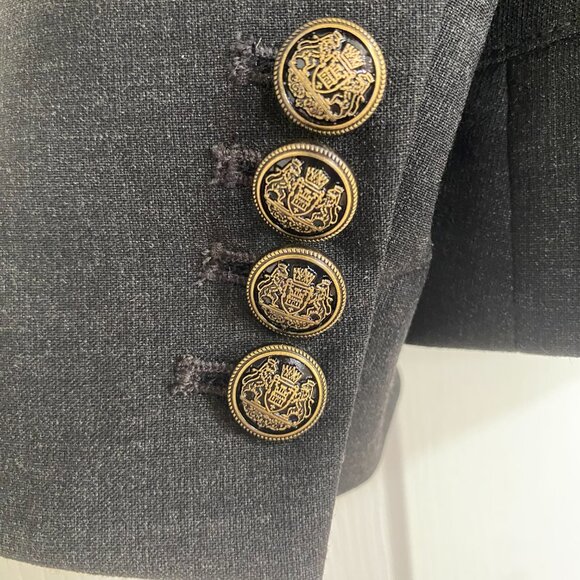 Aritzia Talula Wool Black Blazer with Crested Buttons and Front Pockets Size 0 - Picture 6 of 10